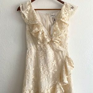 White Cream Mini Lace Floral Dress